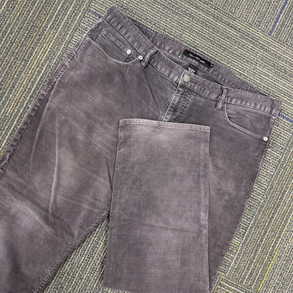 Calvin Klein Jeans Corduroy Pants Mens 38 Gray Excellent Straight Leg 5-Pocket